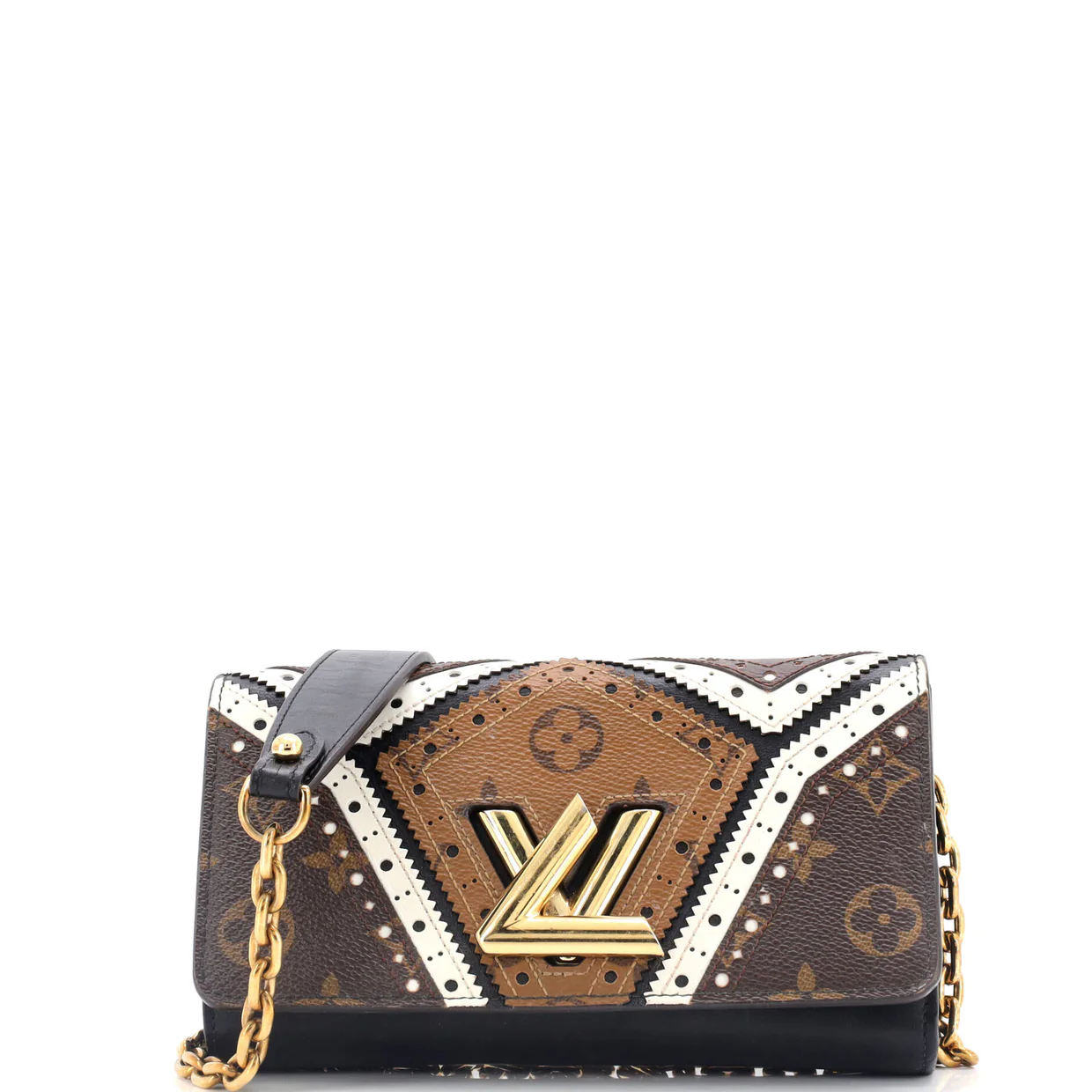 Twist Chain Wallet Limited Edition Brogue Reverse Monogram Canvas and Leather - Deep Luxury