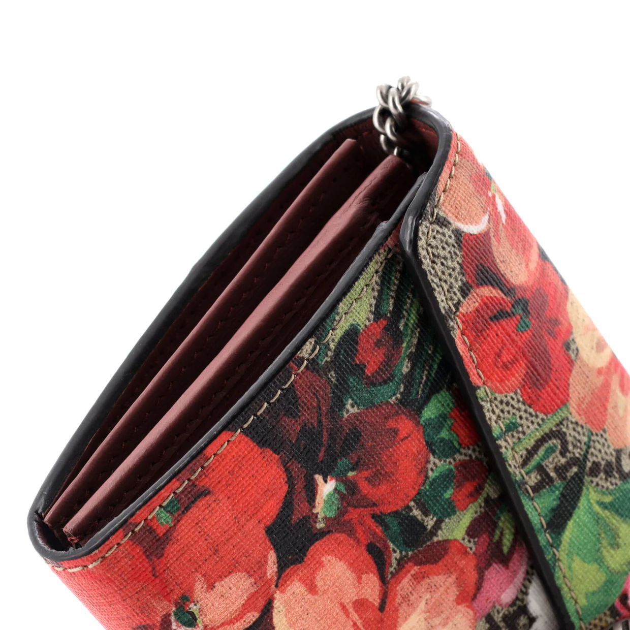 Dionysus Chain Wallet Blooms Print GG Coated Canvas Long - Deep Luxury