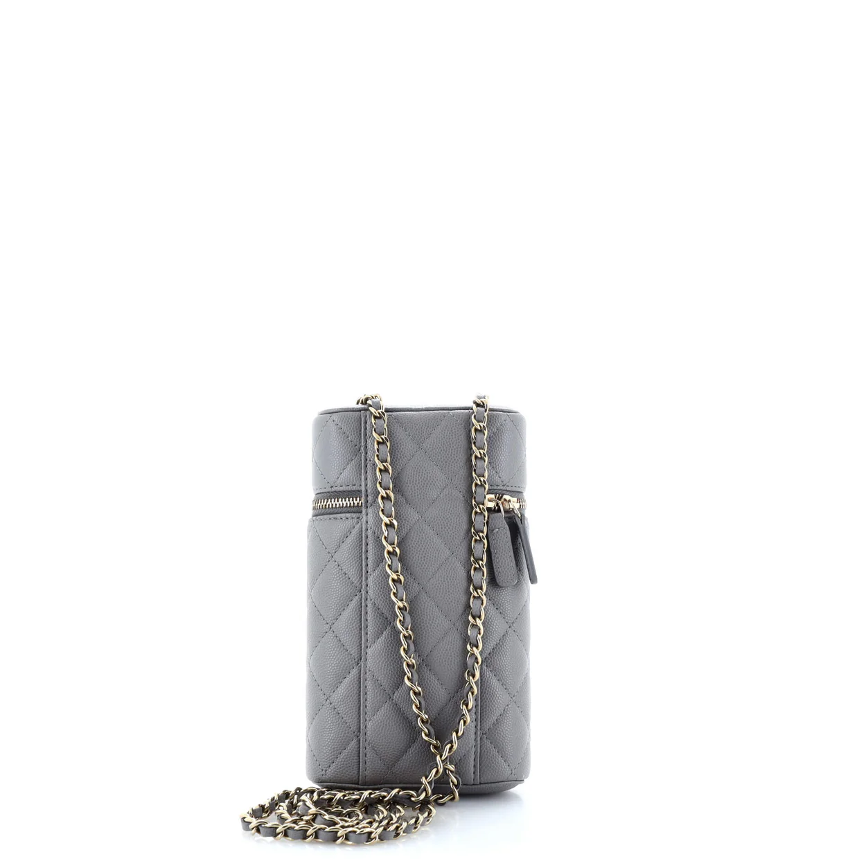 Classic Vanity Phone Holder with Chain Quilted Caviar - Deep Luxury