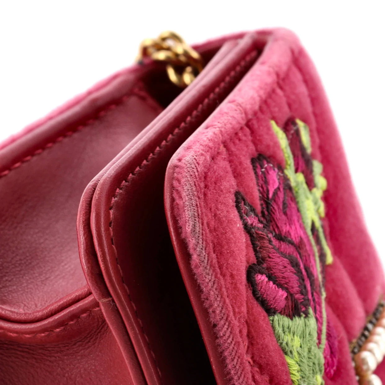 GG Marmont Chain Flap Bag Embroidered Matelasse Velvet Mini - Deep Luxury