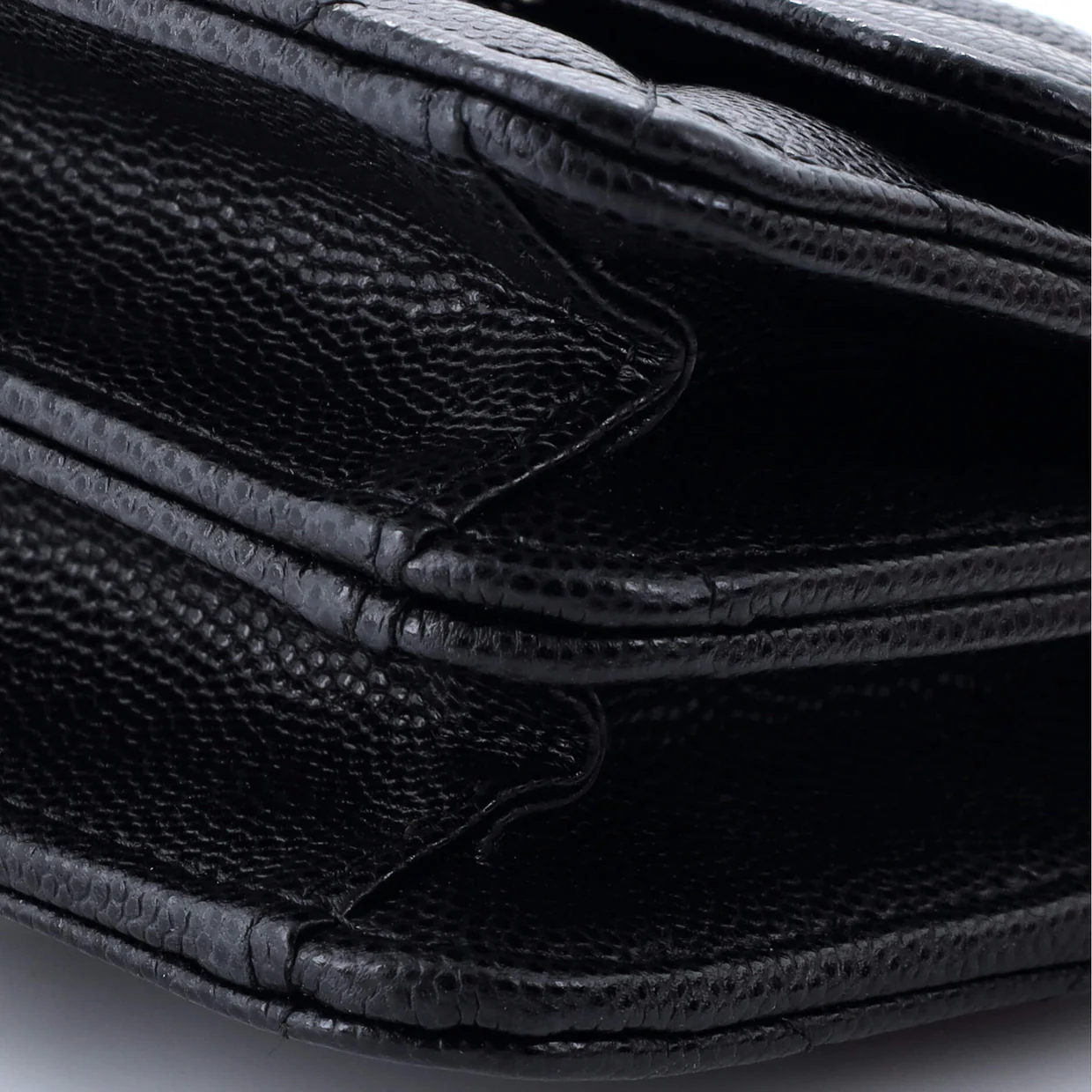 Coco Enamel Top Handle Flap Clutch with Chain Quilted Caviar - Deep Luxury