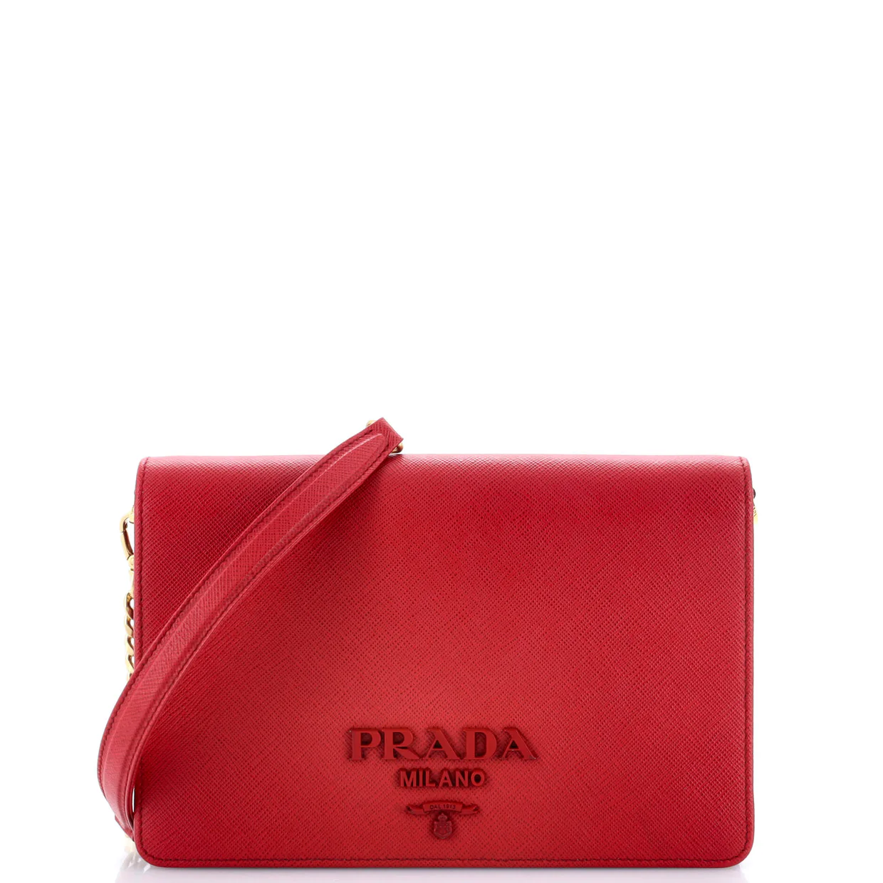 Monochrome Chain Flap Bag Saffiano Leather Small - Deep Luxury