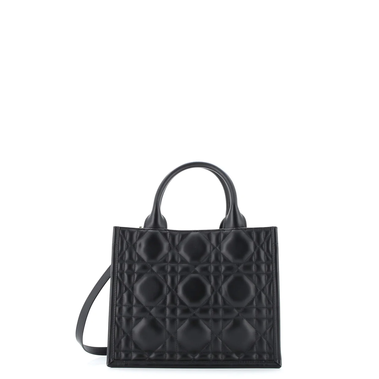 Book Tote with Strap Macrocannage Quilt Calfskin Small - Deep Luxury