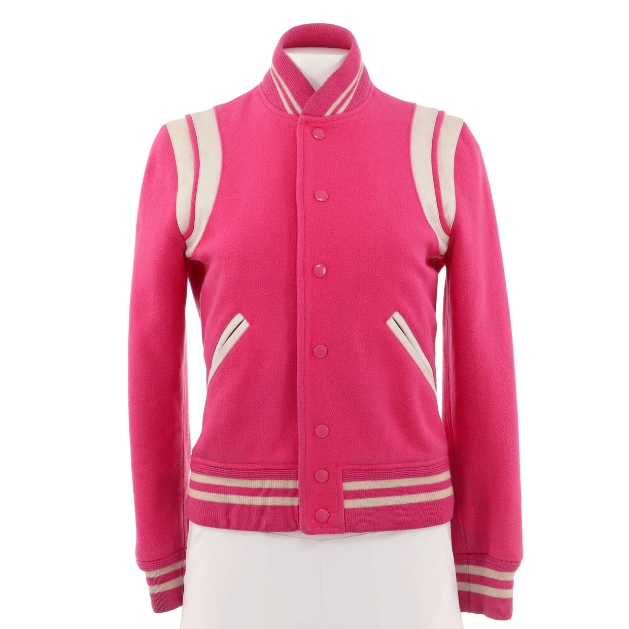 Women's Classic Teddy Bomber Jacket Wool Blend with Leather - Deep Luxury