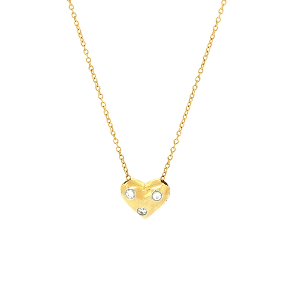 Etoile Heart 3 Diamond Pendant Necklace 18K Yellow Gold with Platinum and Diamonds - Deep Luxury