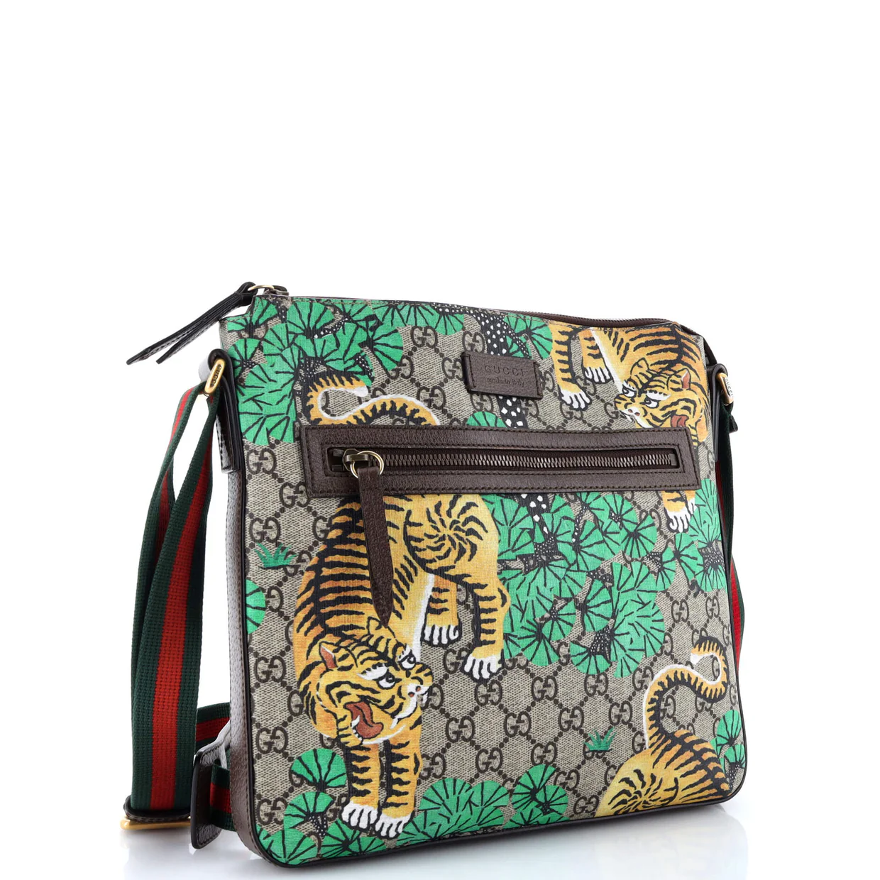 Front Zip Messenger Bengal Print GG Coated Canvas Medium - Deep Luxury