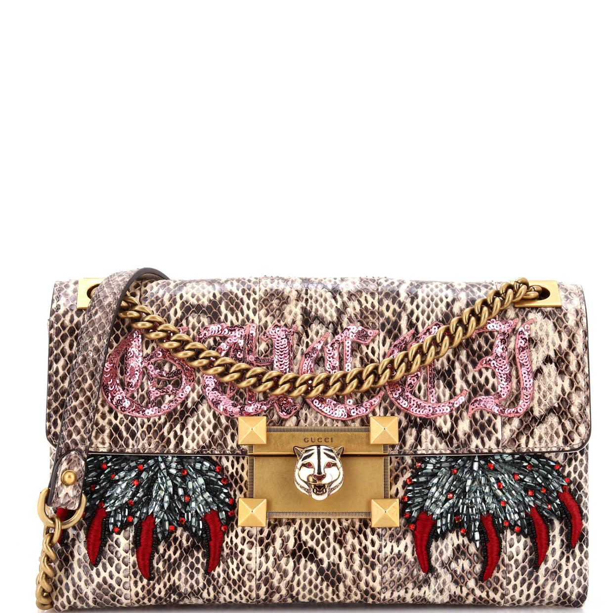 Osiride Shoulder Bag Embellished Snakeskin Medium - Deep Luxury