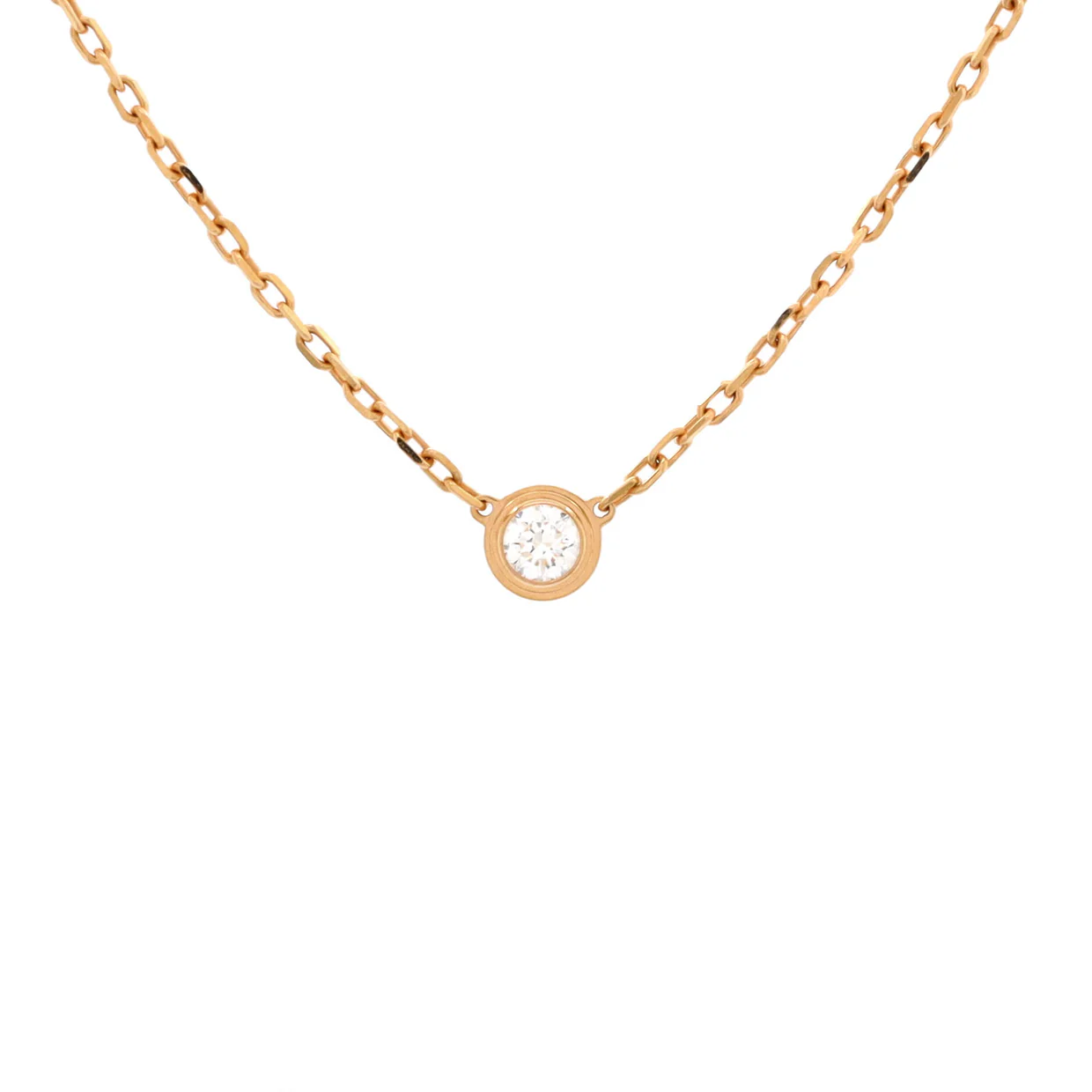 Cartier D'Amour Pendant Necklace 18K Rose Gold with Diamond Small - Deep Luxury