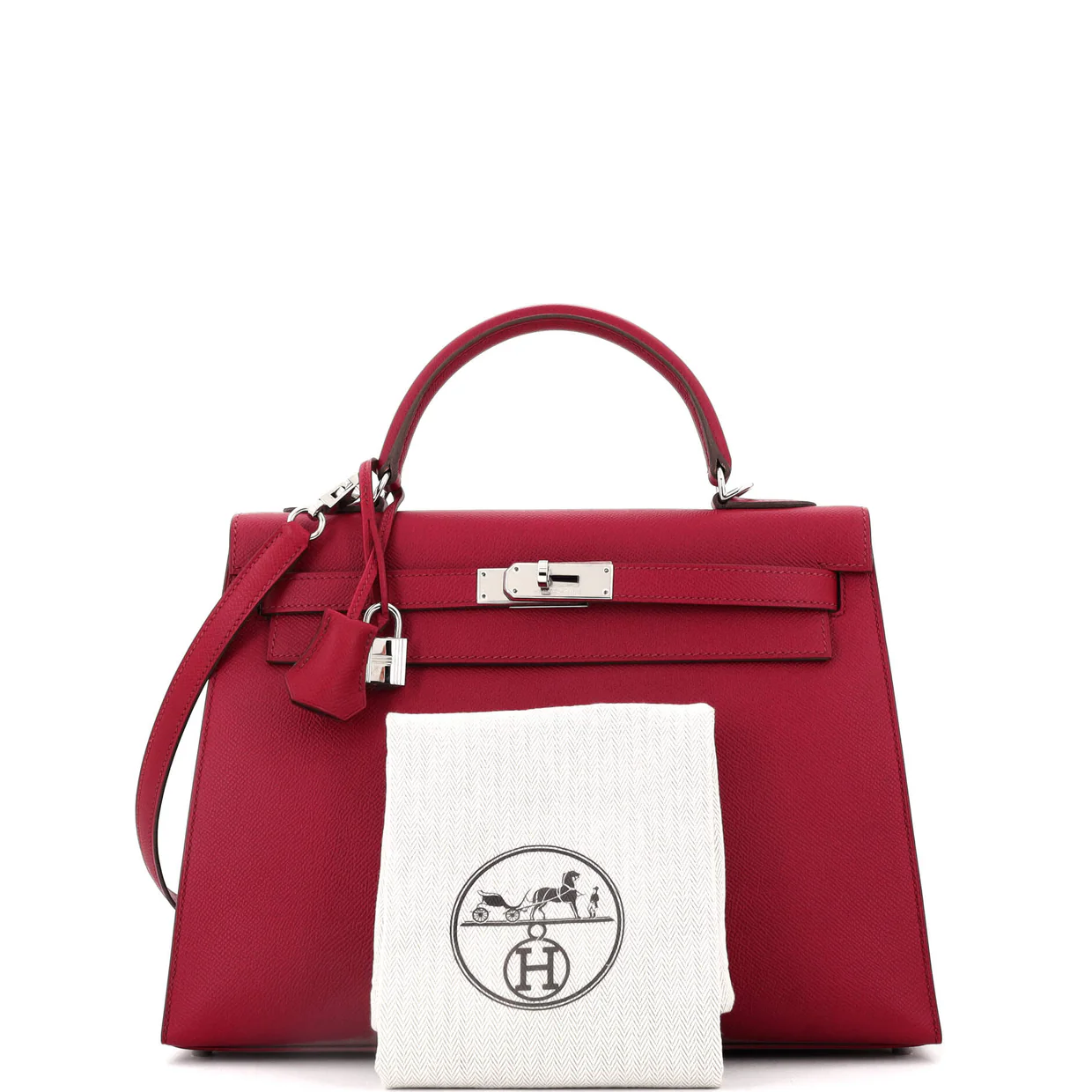 Kelly Handbag Rubis Epsom with Palladium Hardware 32 - Deep Luxury