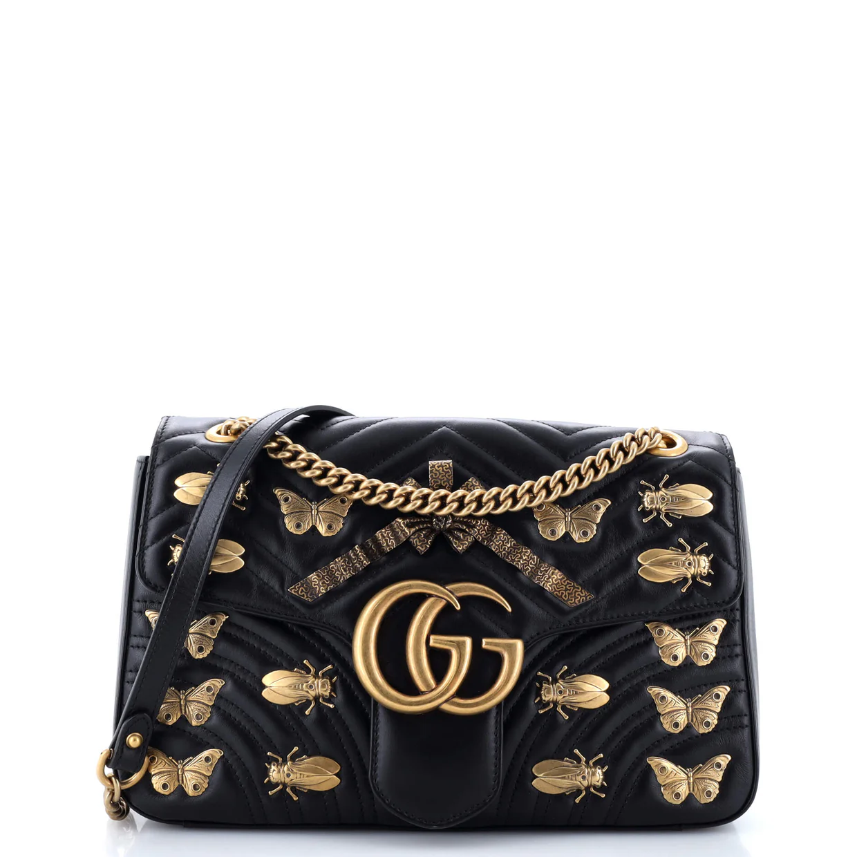 GG Marmont Flap Bag Embellished Matelasse Leather Medium - Deep Luxury