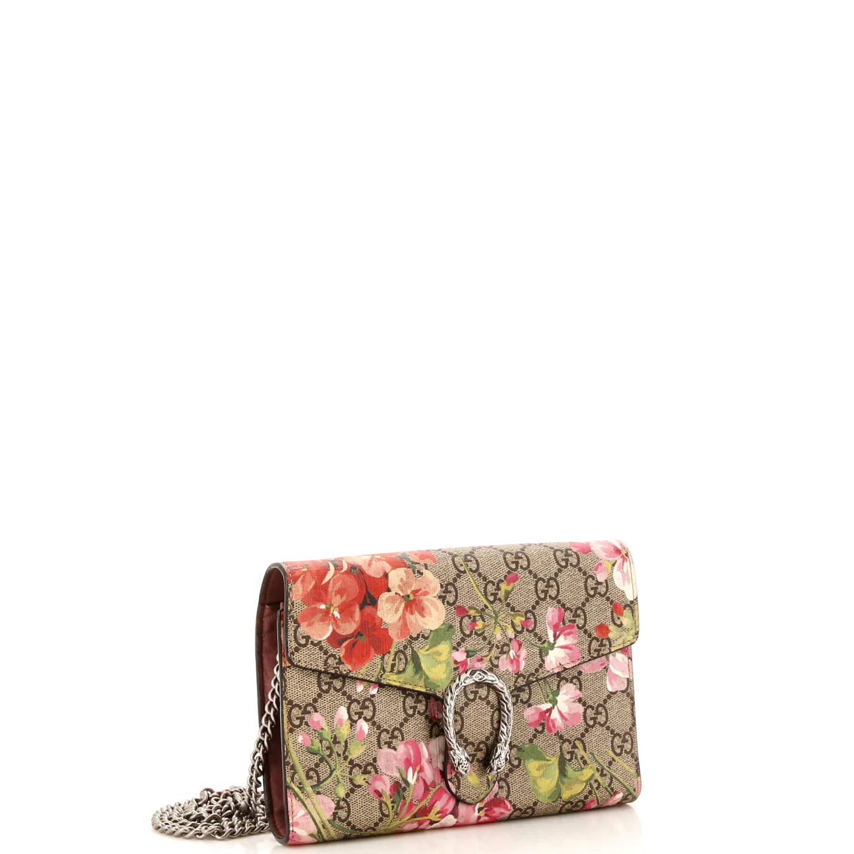 Dionysus Chain Wallet Blooms Print GG Coated Canvas Small - Deep Luxury