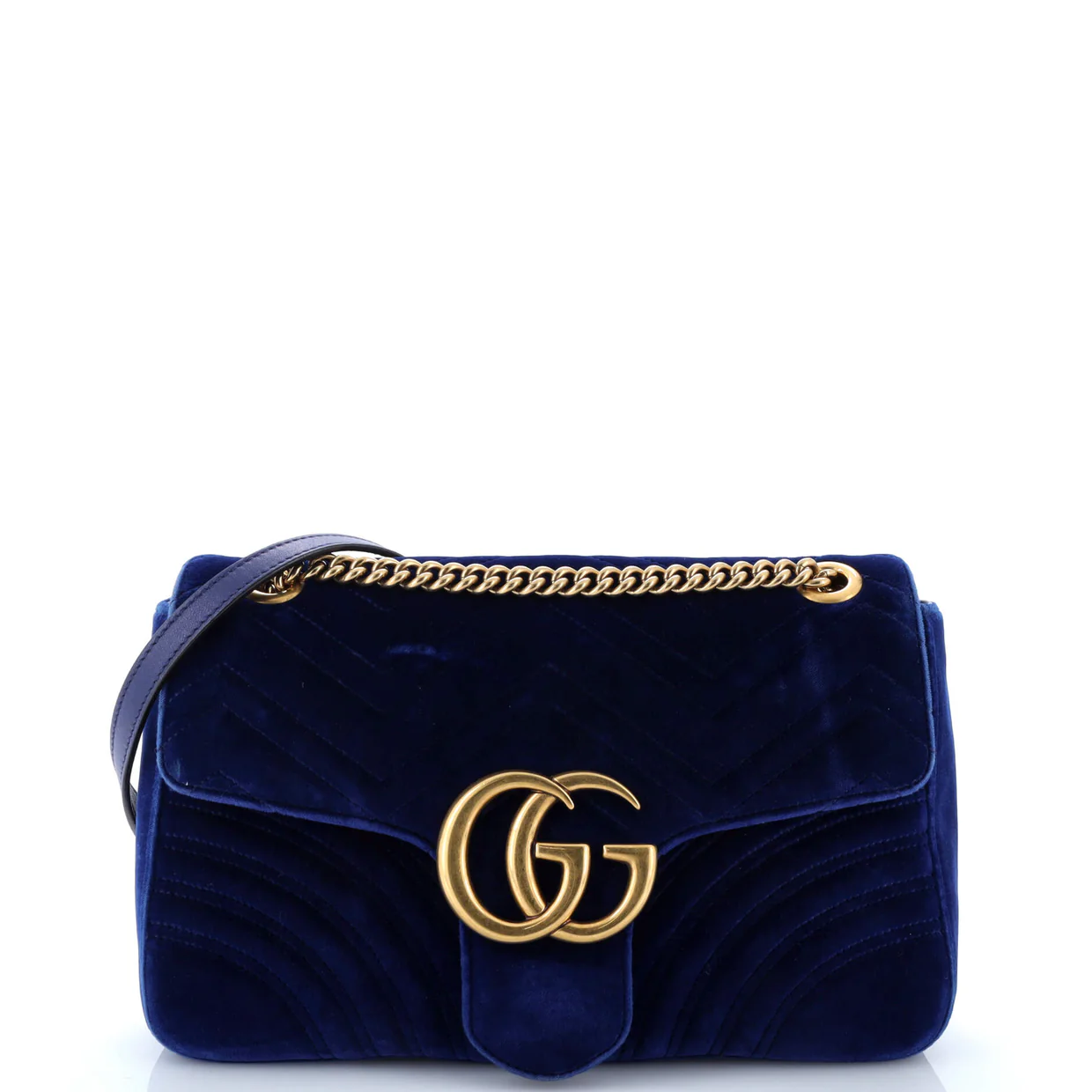 GG Marmont Flap Bag Matelasse Velvet Medium - Deep Luxury