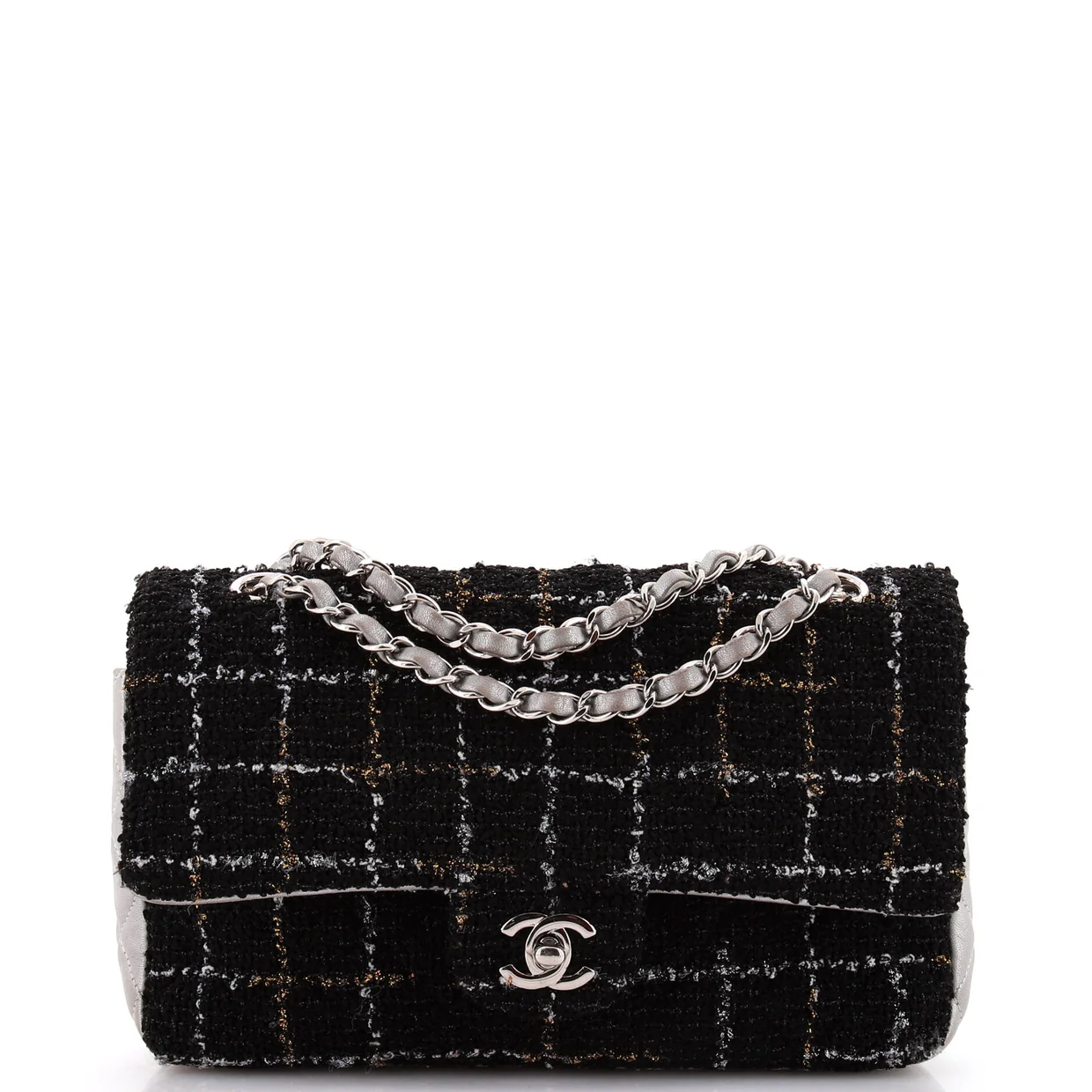 Classic Double Flap Bag Tweed and Quilted Lambskin Medium - Deep Luxury