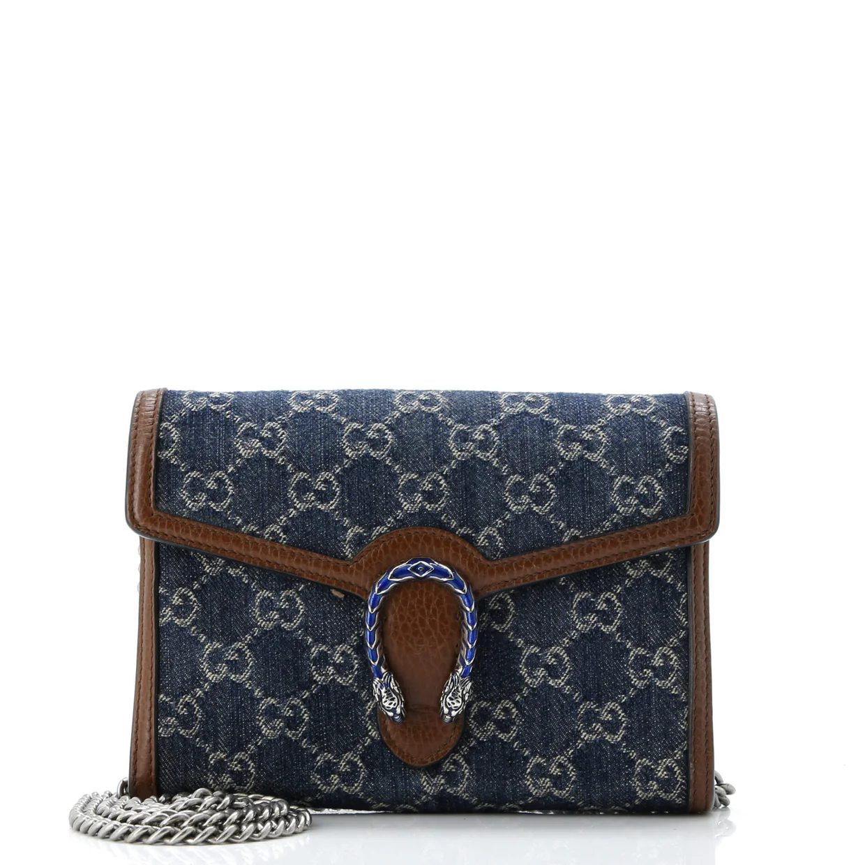Dionysus Chain Wallet GG Denim Small - Deep Luxury