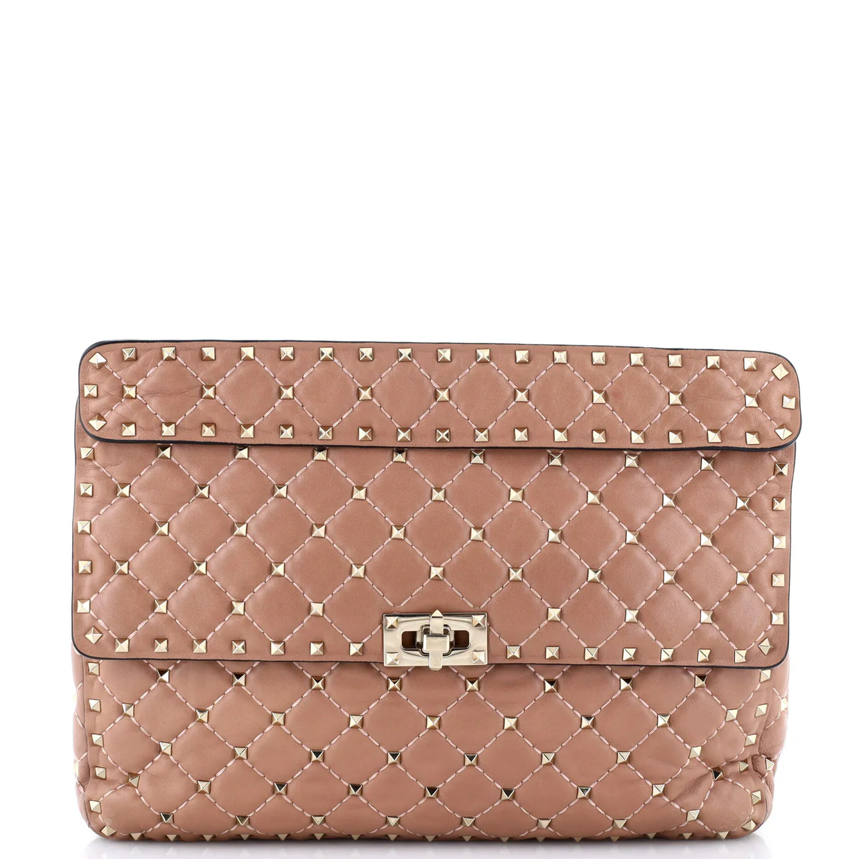 Rockstud Spike Flap Bag Quilted Leather Large - Deep Luxury