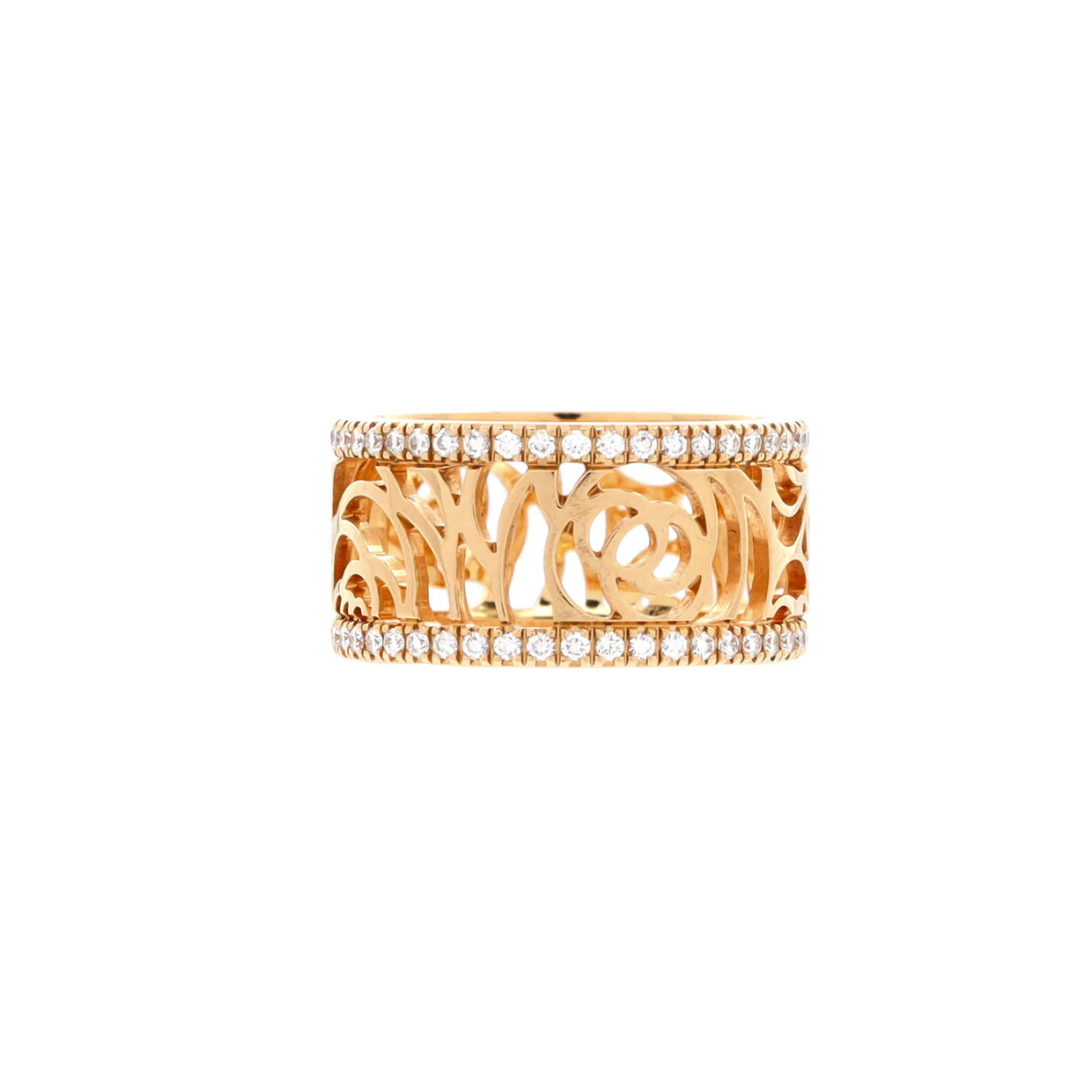 Camelia Ajoure Band Ring 18K Rose Gold with Diamonds - Deep Luxury