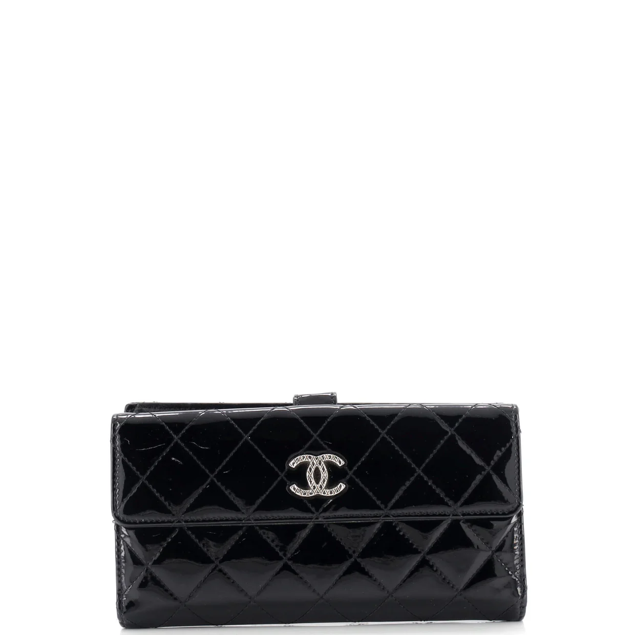 CC Brilliant Flap Wallet Quilted Patent Long - Deep Luxury