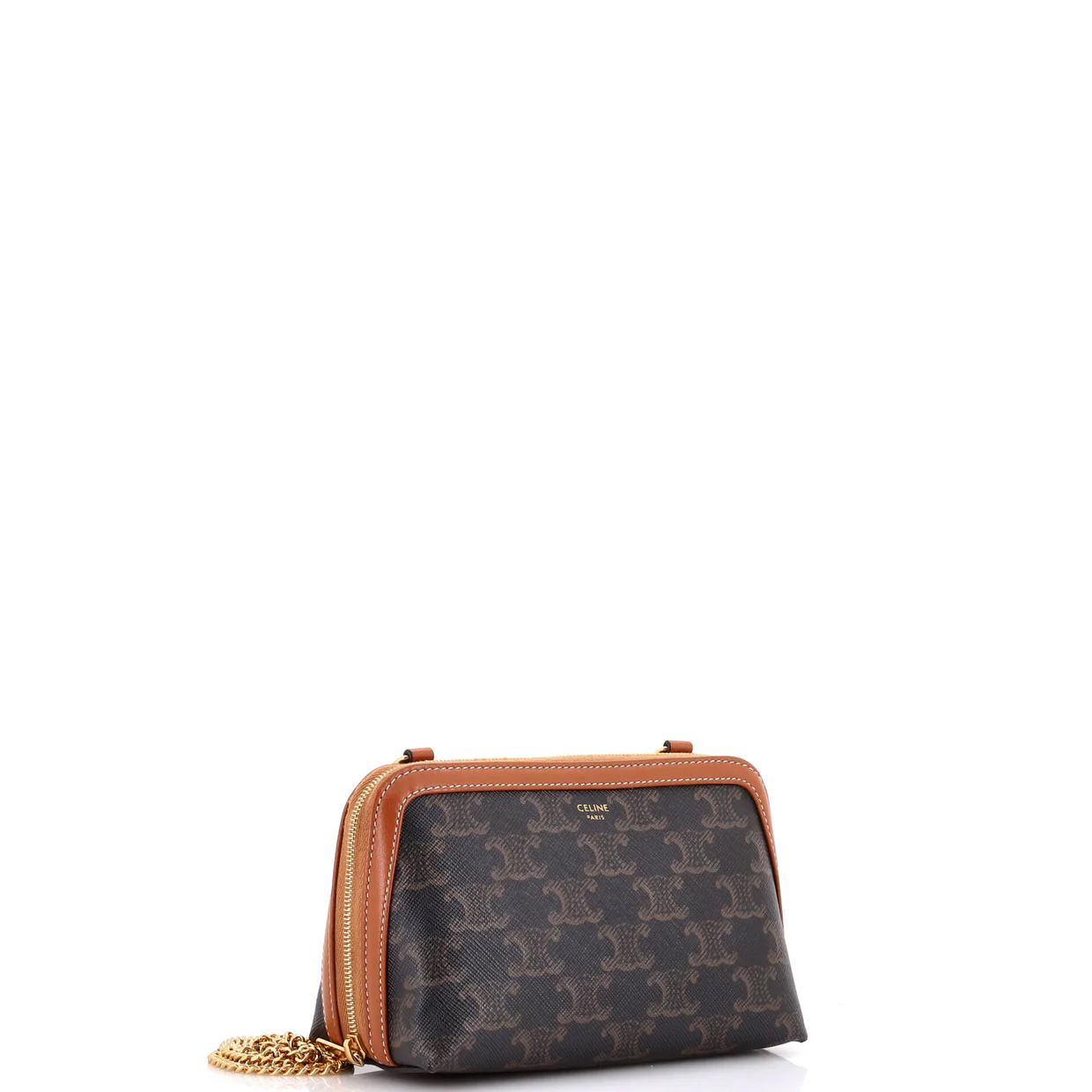 Zip Around Chain Clutch Triomphe Coated Canvas - Deep Luxury