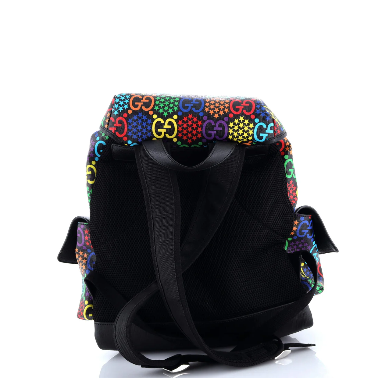 Double Pocket Belt Backpack Psychedelic Print GG Coated Canvas Medium - Deep Luxury