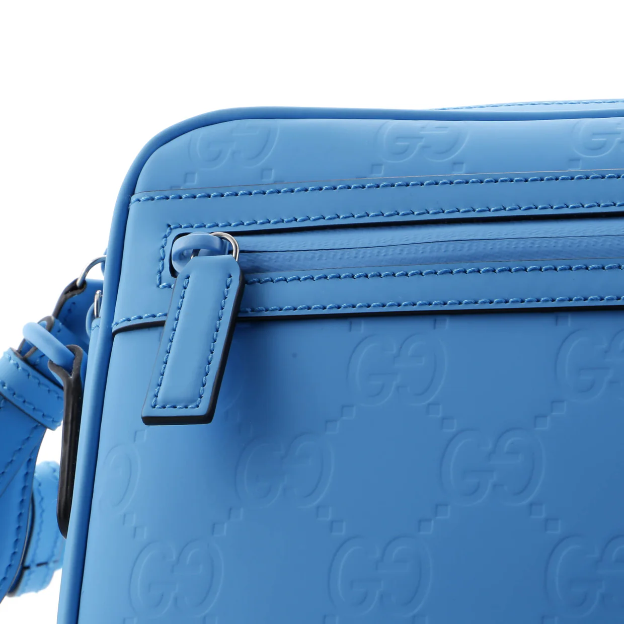 Front Zip Crossbody Bag GG Rubber Effect Leather Small - Deep Luxury