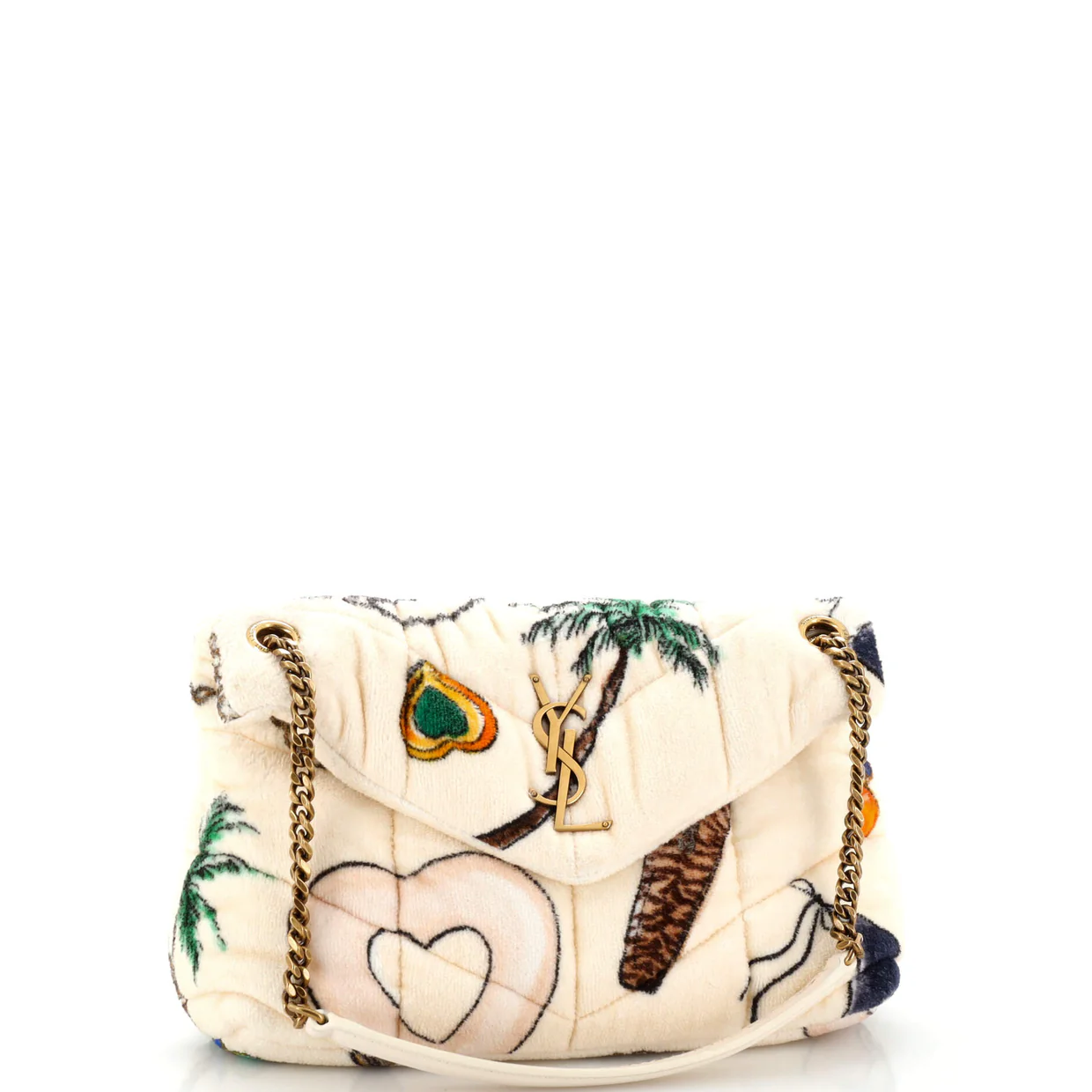 Loulou Puffer Shoulder Bag Quilted Printed Terry Cloth Small - Deep Luxury