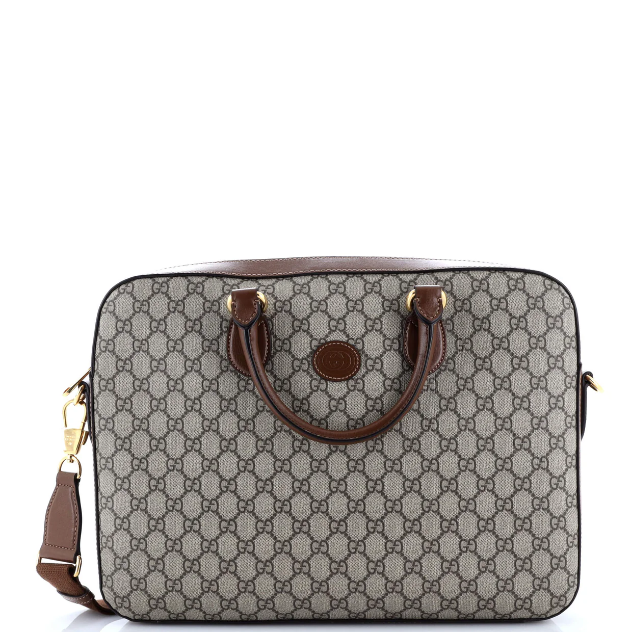 Interlocking G Briefcase GG Coated Canvas with Leather Large - Deep Luxury