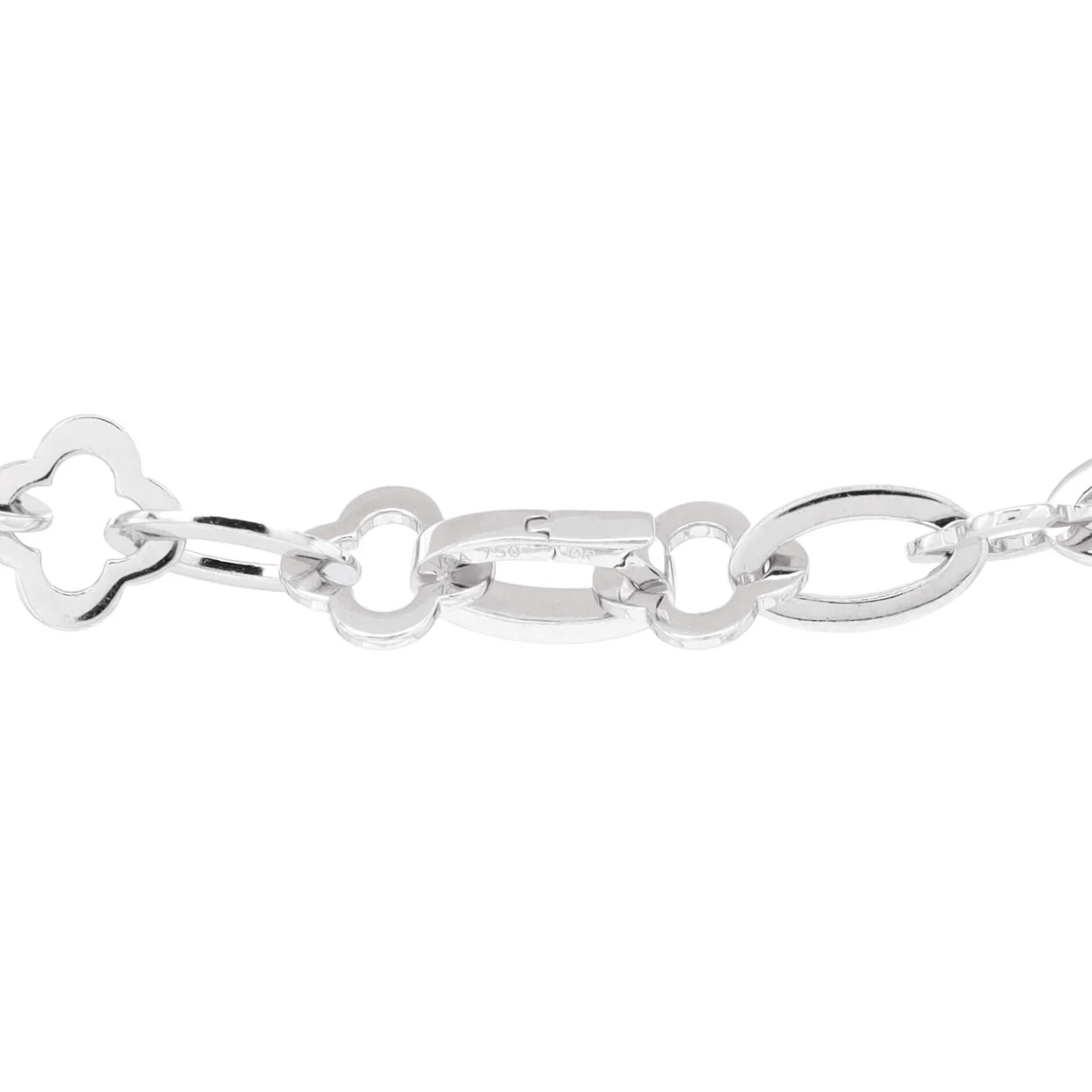 Byzantine Alhambra Chain Link Necklace 18K White Gold - Deep Luxury