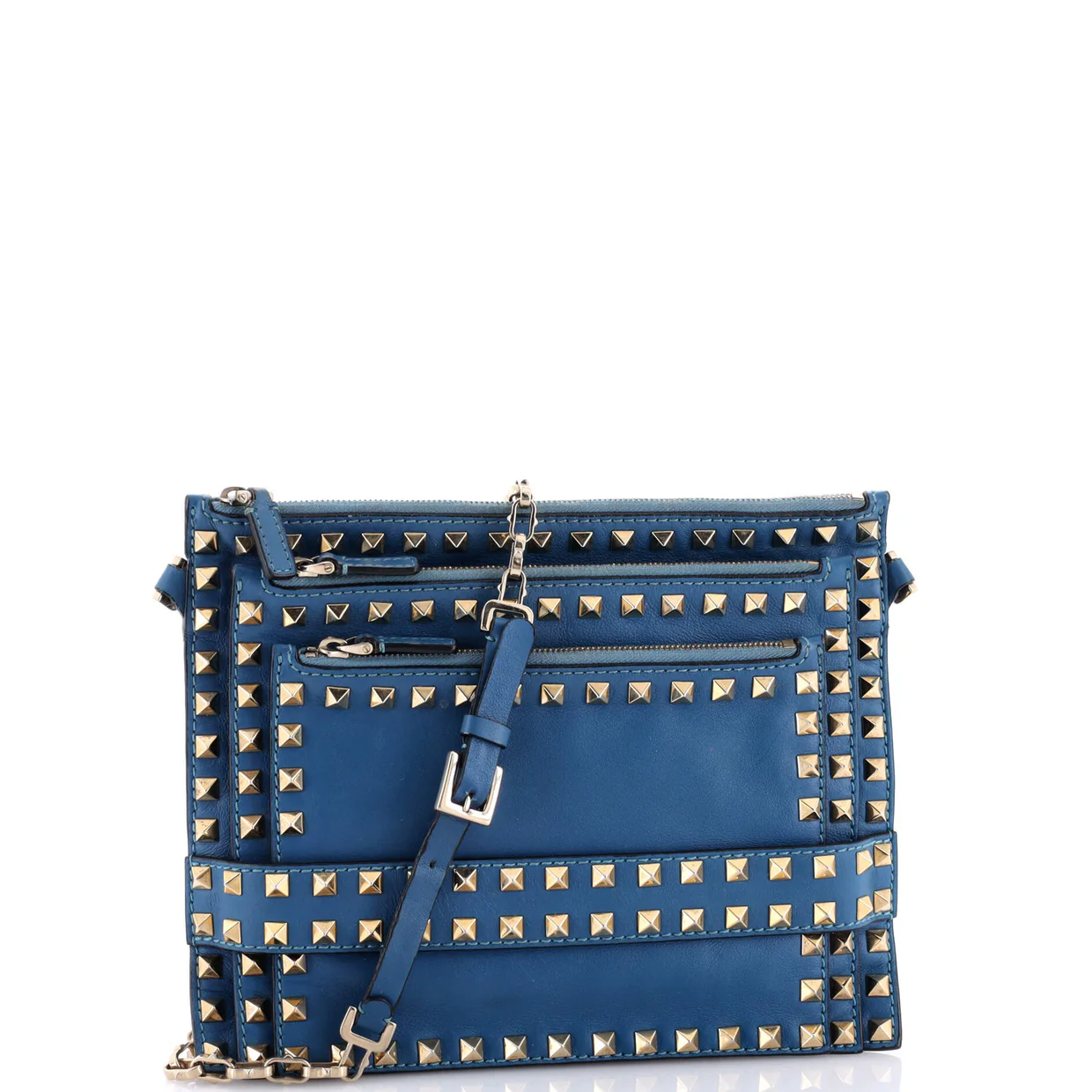 Rockstud Front Handle Flap Bag Leather Small - Deep Luxury
