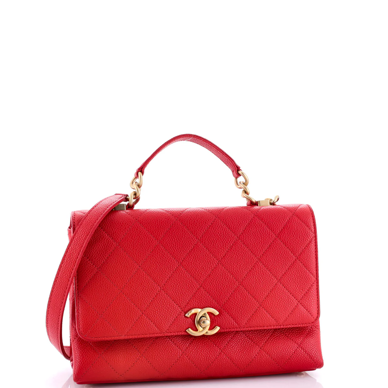 Chic Affinity Top Handle Bag Stitched Caviar Small - Deep Luxury