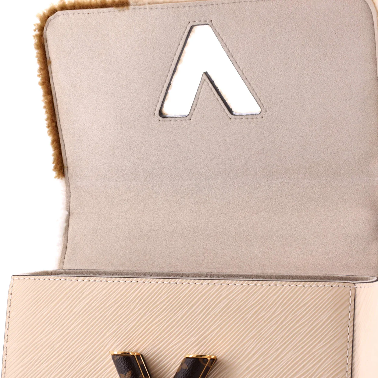 Twist Handbag Teddy Fleece with Epi Leather MM - Deep Luxury