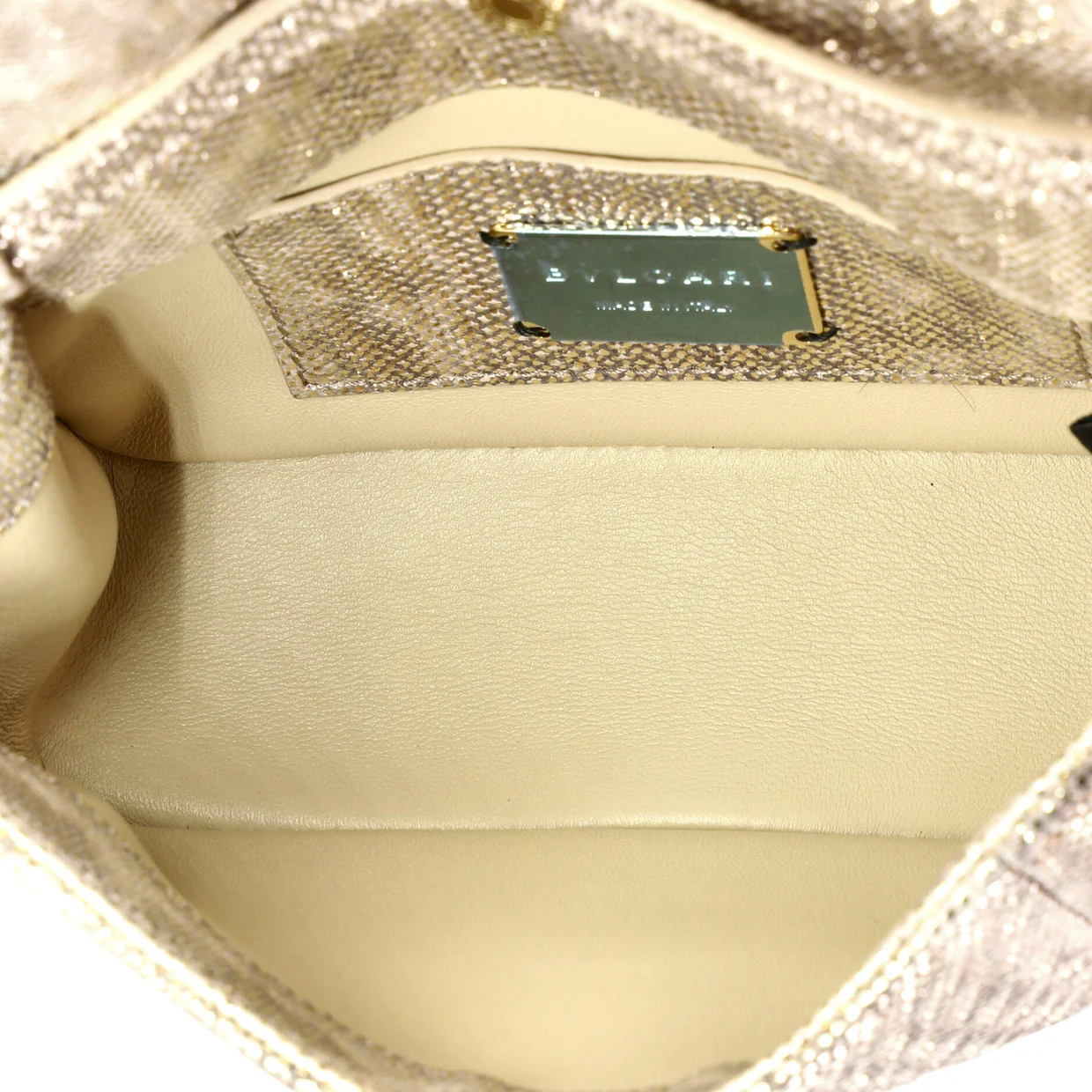 Serpenti Cabochon Shoulder Bag Diagonal Quilted Metallic Karung Small - Deep Luxury