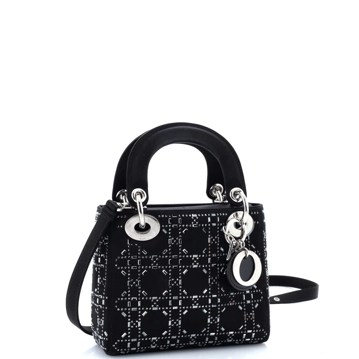Lady Dior Bag Crystal Embellished Cannage Quilt Satin Mini - Deep Luxury