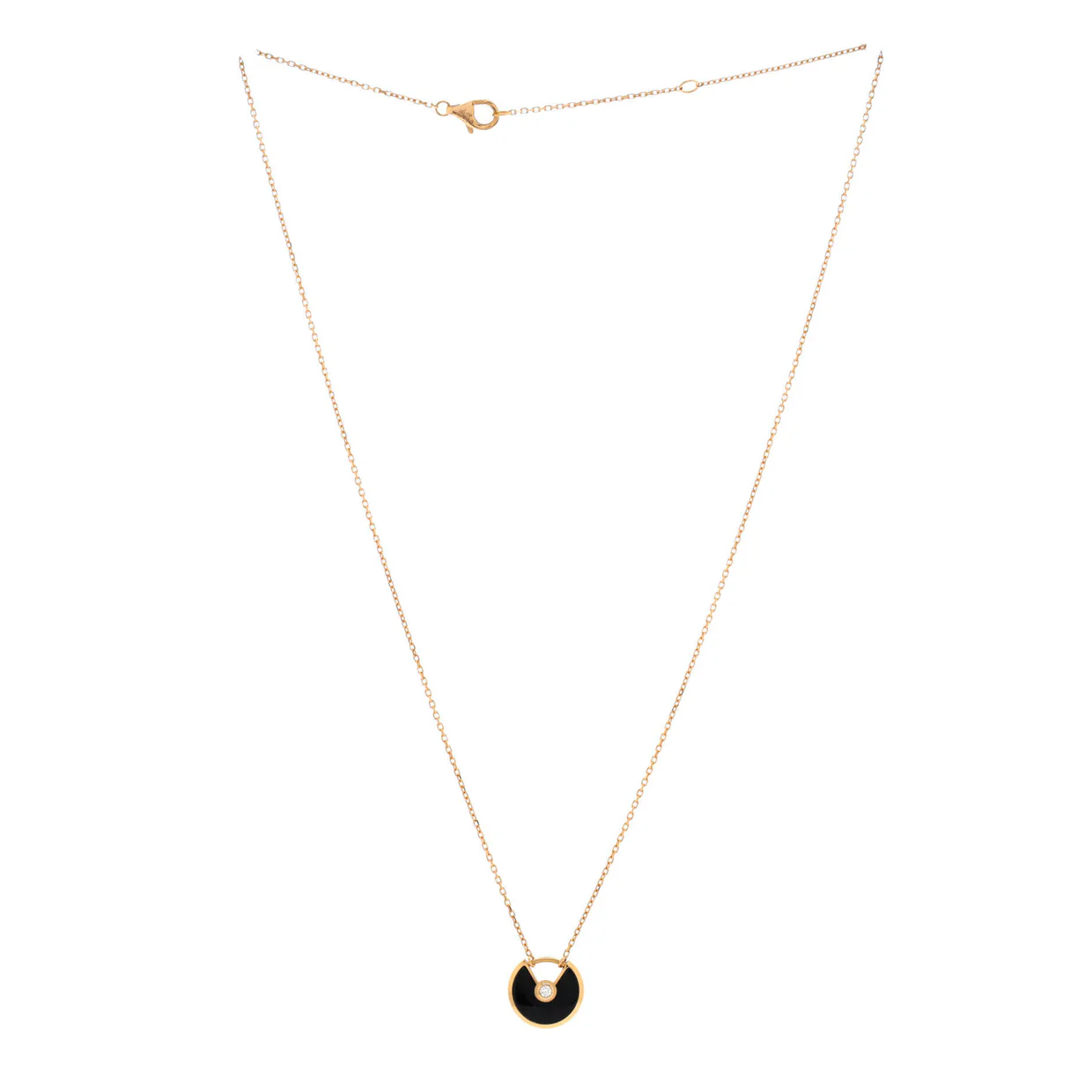 Amulette de Cartier Pendant Necklace 18K Rose Gold with Onyx and Diamond XS - Deep Luxury