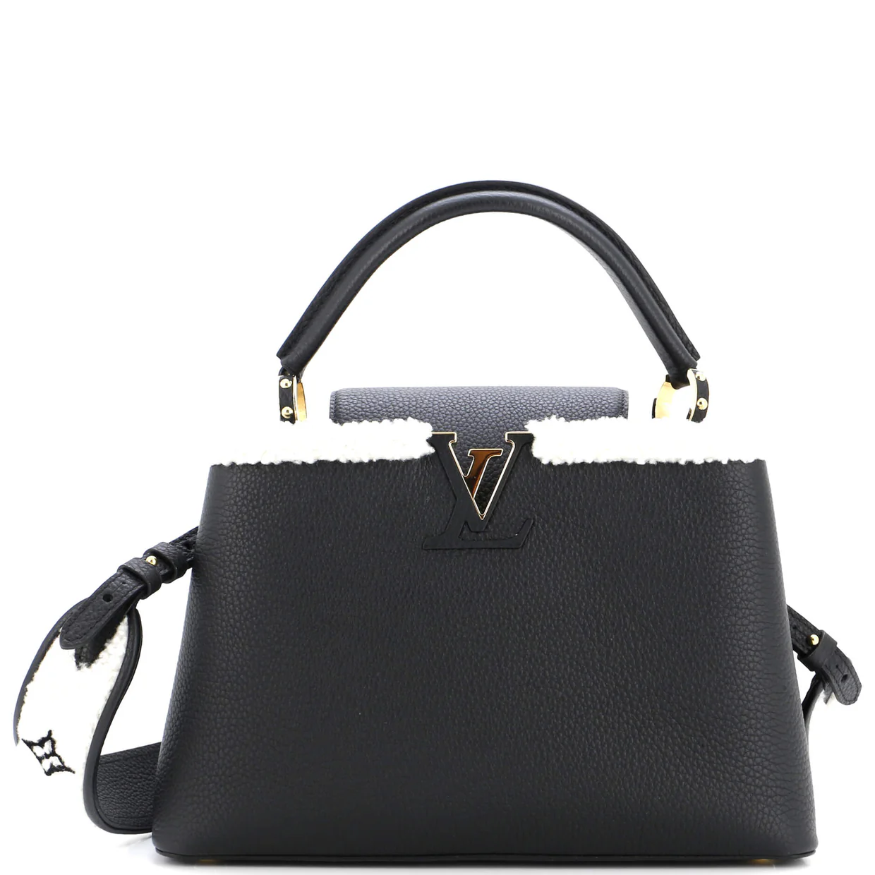 Capucines Bag Leather with Shearling BB - Deep Luxury