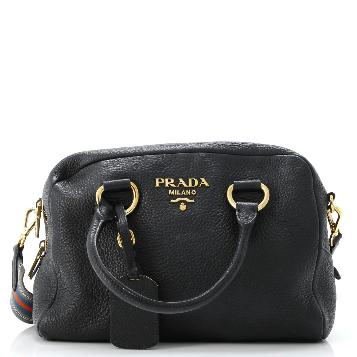 Striped Strap Convertible Bauletto Bag Vitello Phenix Medium - Deep Luxury