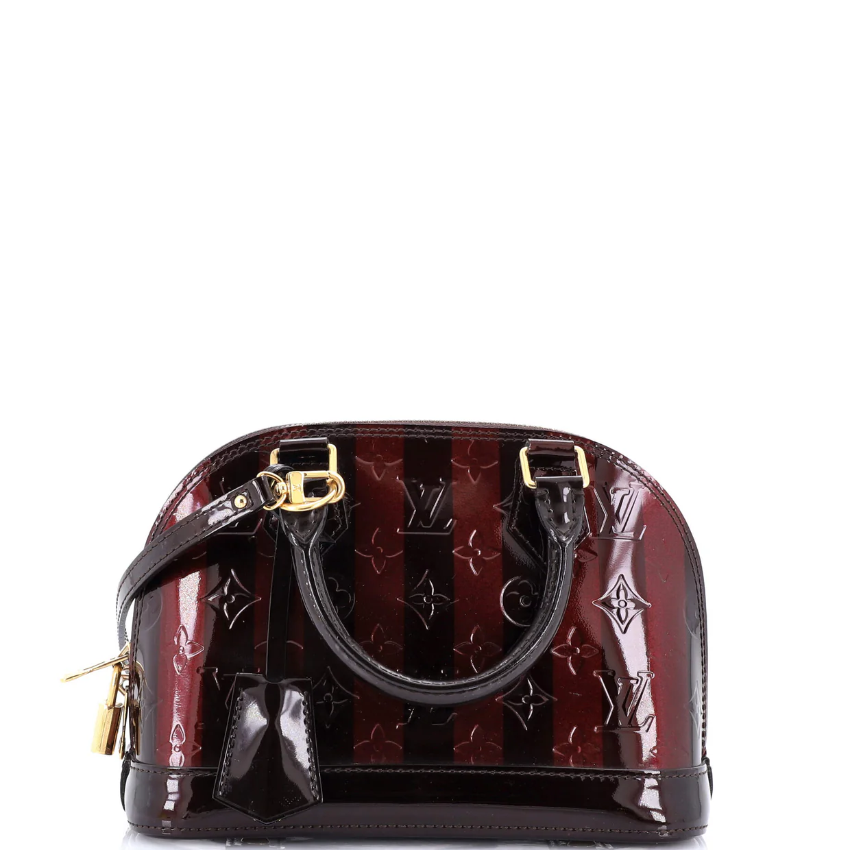 Alma Handbag Limited Edition Monogram Vernis Rayures BB - Deep Luxury