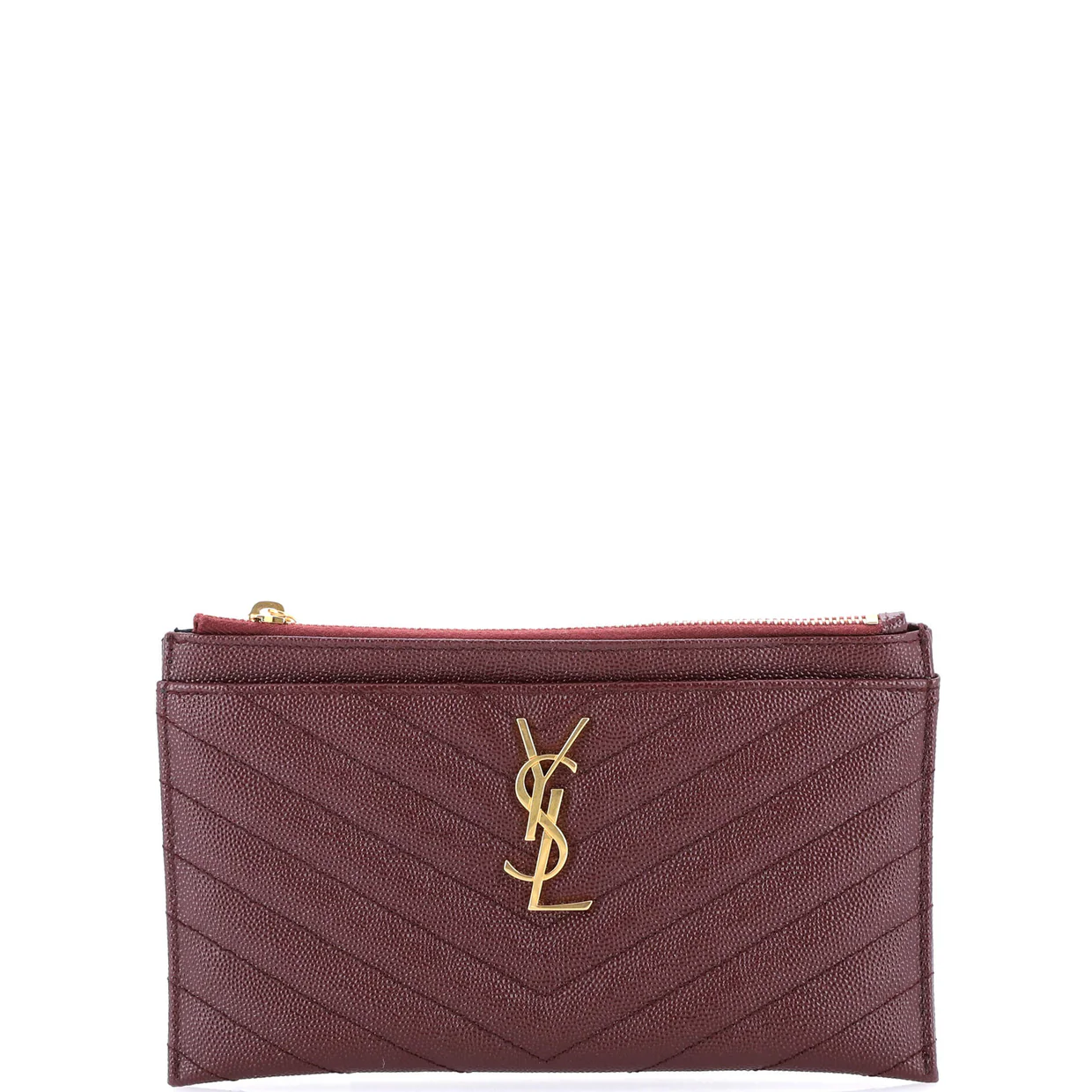 Classic Monogram Zip Bill Pouch Matelasse Chevron Leather Medium - Deep Luxury