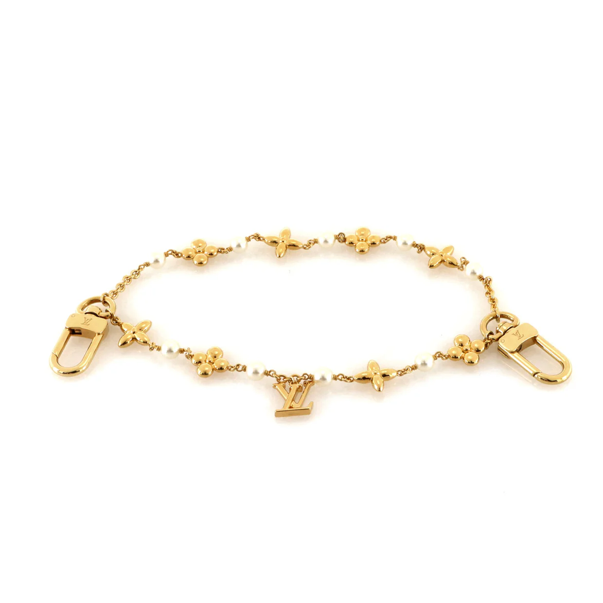 Louisa Bag and Key Charm Metal and Faux Pearls - Deep Luxury