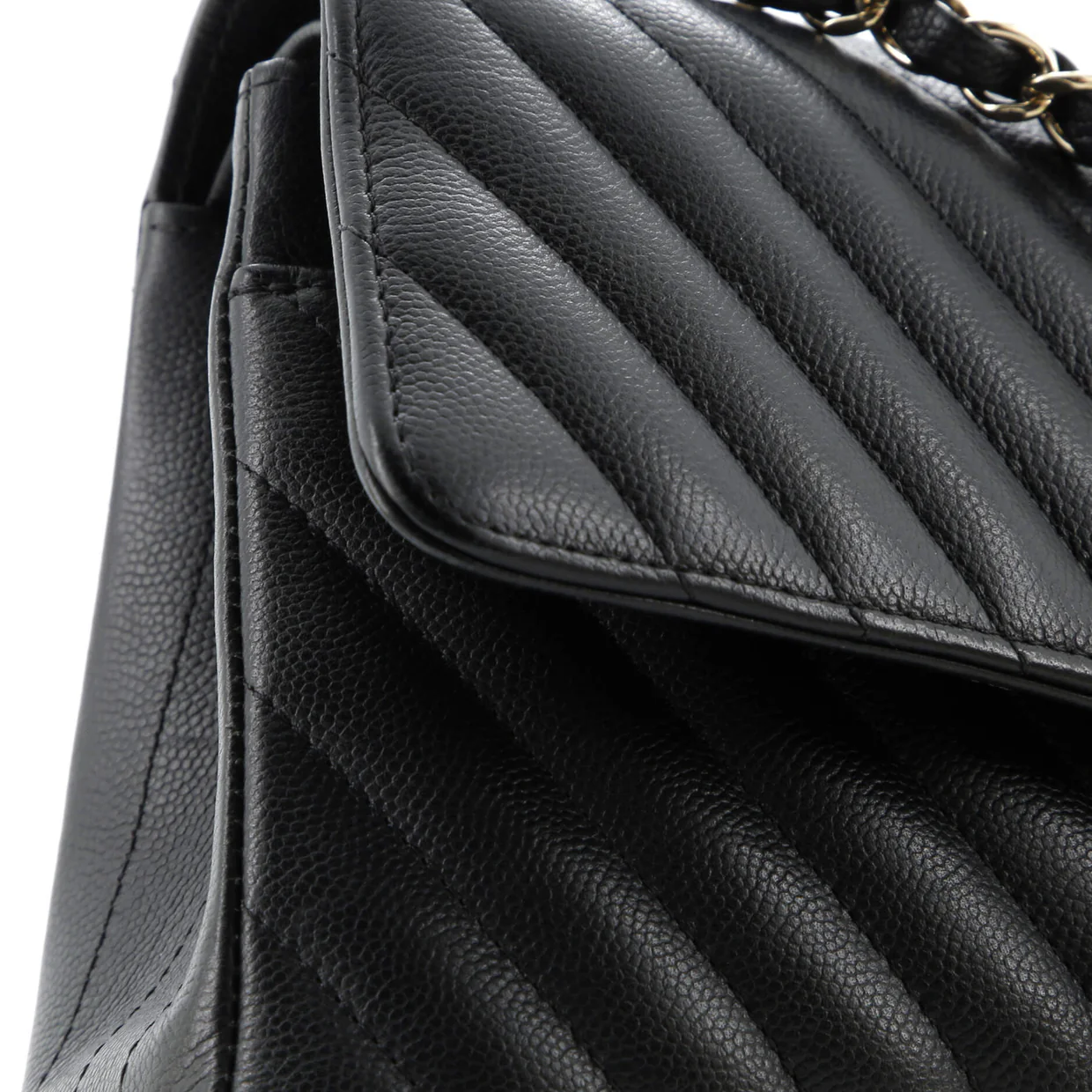 Classic Double Flap Bag Chevron Caviar Medium - Deep Luxury
