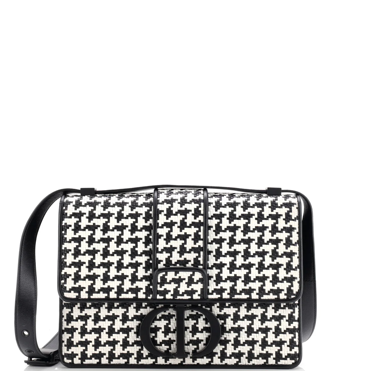 30 Montaigne Flap Bag Houndstooth Braided Leather - Deep Luxury