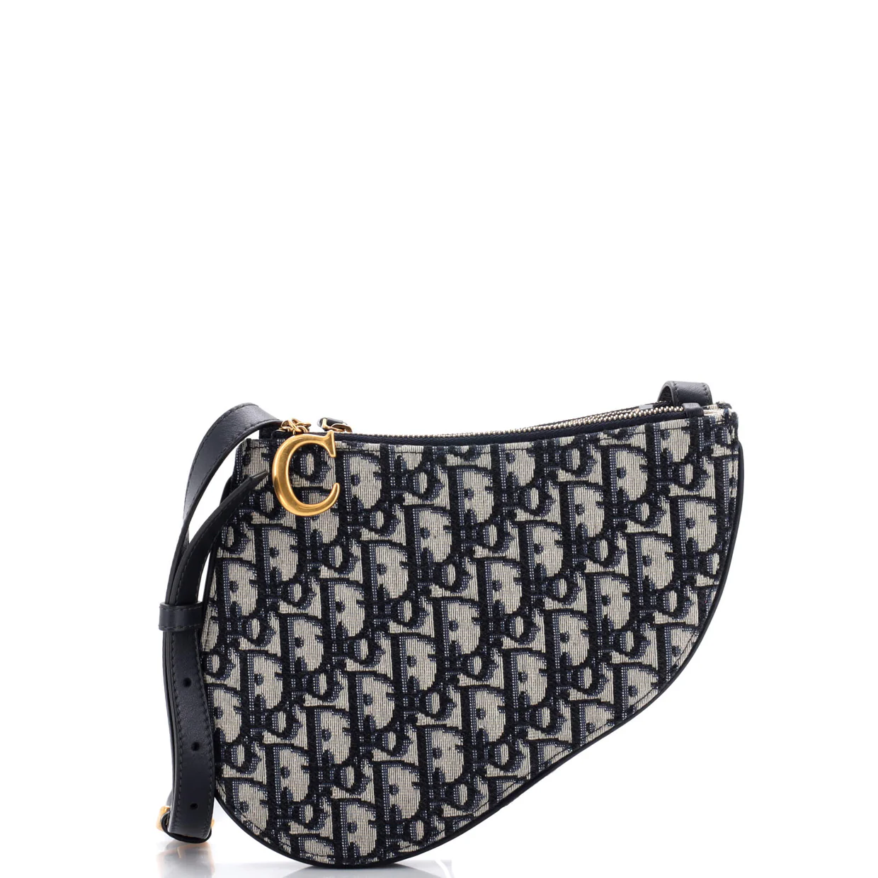 Saddle Triple Zip Crossbody Pouch Oblique Canvas - Deep Luxury