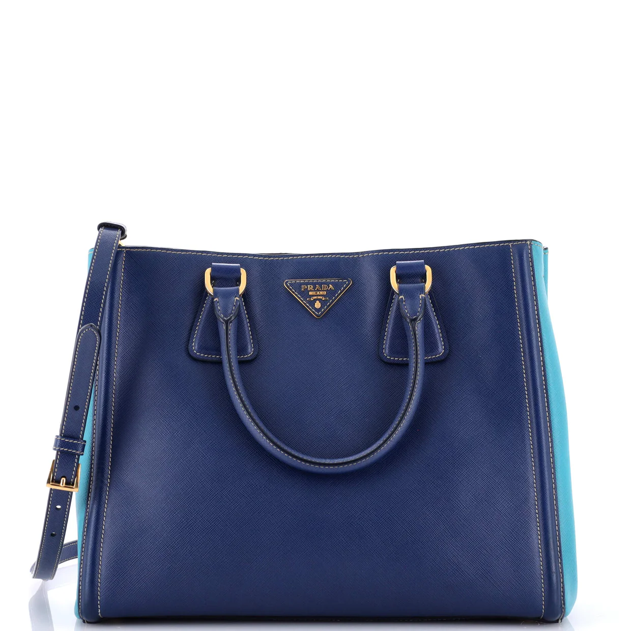 Bicolor Lux Convertible Open Tote Saffiano Leather Medium - Deep Luxury