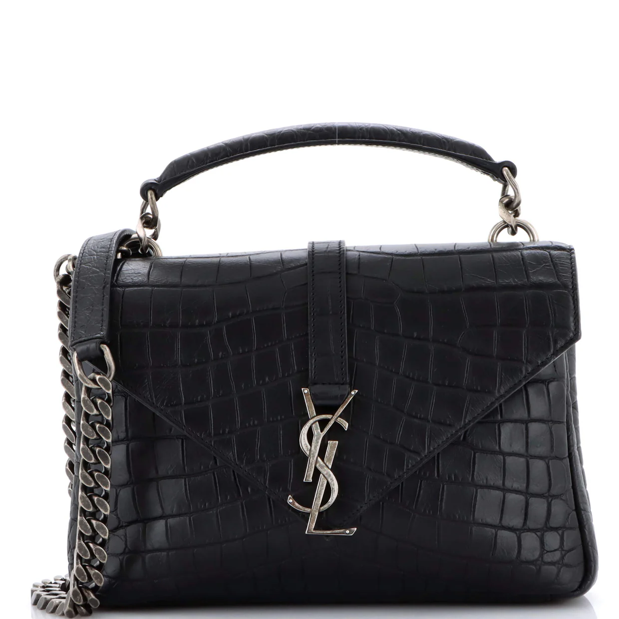 Classic Monogram College Bag Crocodile Embossed Leather Medium - Deep Luxury