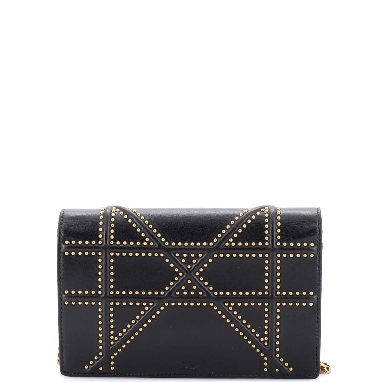 Diorama Wallet on Chain Studded Leather - Deep Luxury