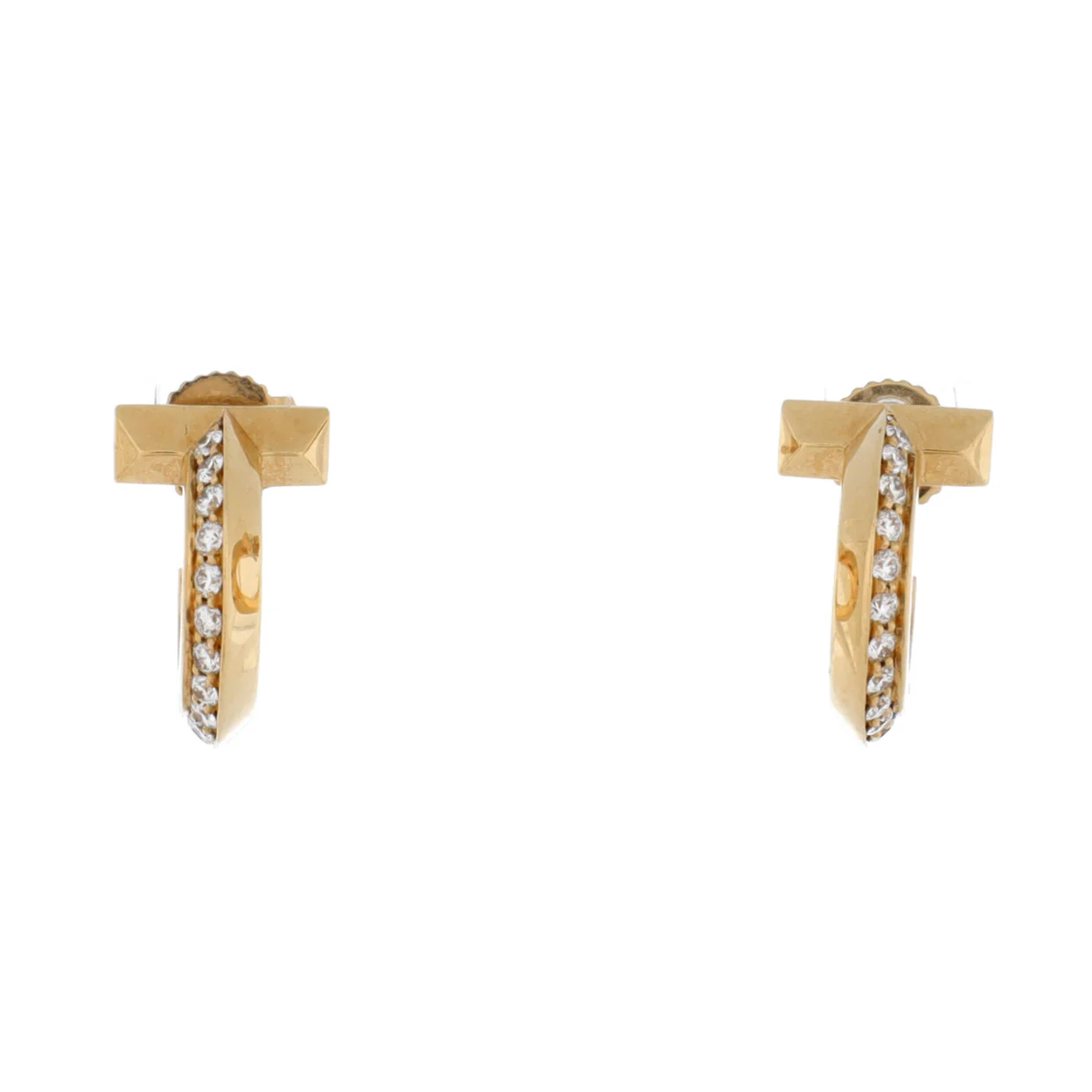 T1 Hoop Earrings 18K Yellow Gold with Diamonds Extra Small - Deep Luxury