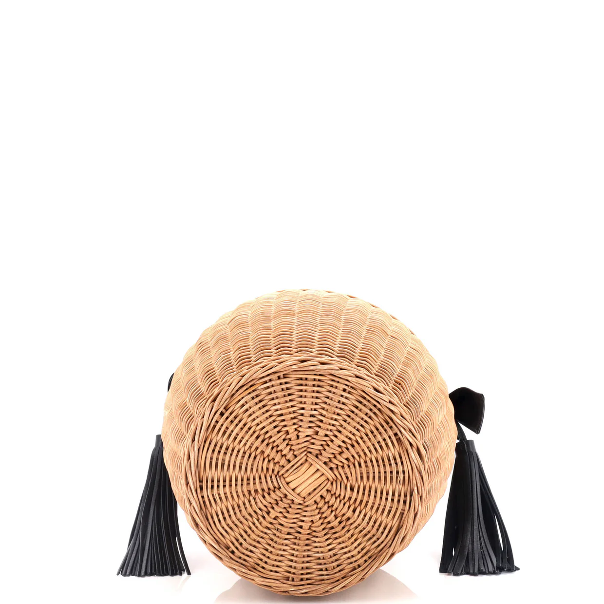Panier Tassel Round Bucket Bag Wicker with Leather - Deep Luxury
