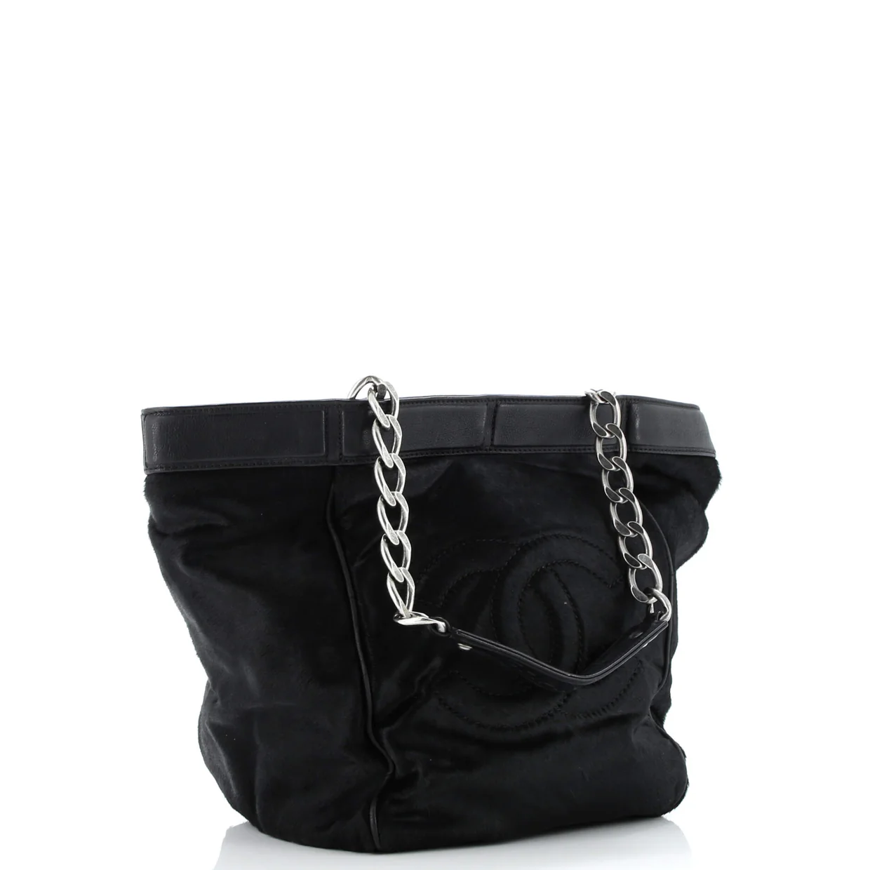 CC Chain Tote Pony Hair with Leather Large - Deep Luxury