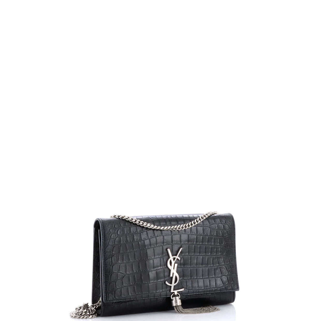 Classic Monogram Tassel Crossbody Bag Crocodile Embossed Leather Medium - Deep Luxury