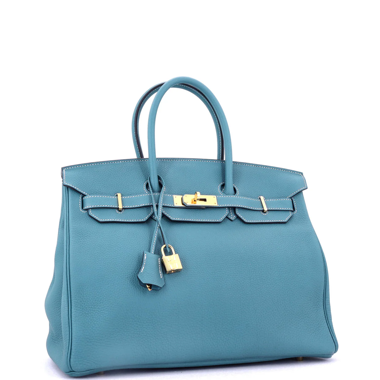 Birkin Handbag Bleu Jean Togo with Gold Hardware 35 - Deep Luxury