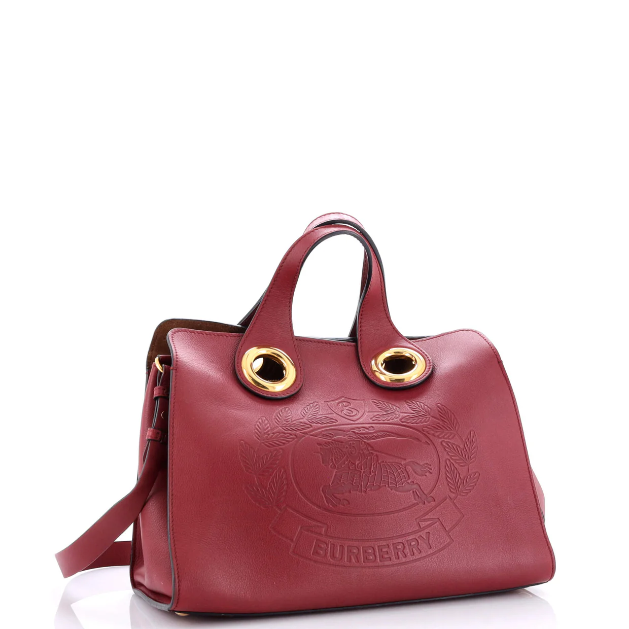 Crest Grommet Tote Embossed Leather Large - Deep Luxury